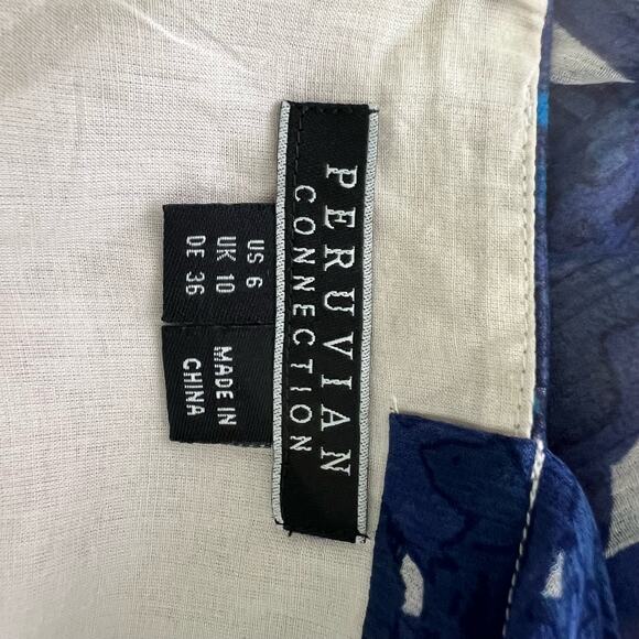 Peruvian Connection Cote Dazur Blue Floral Silk Blend Dress Size 6 - Picture 11 of 13